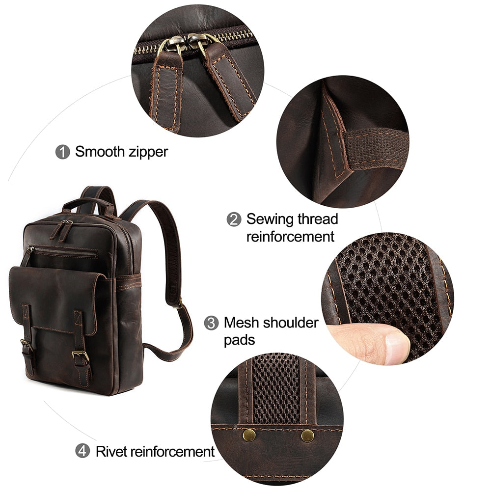 bleecker traveler backpack in leather and suede Leather Travel Backpack