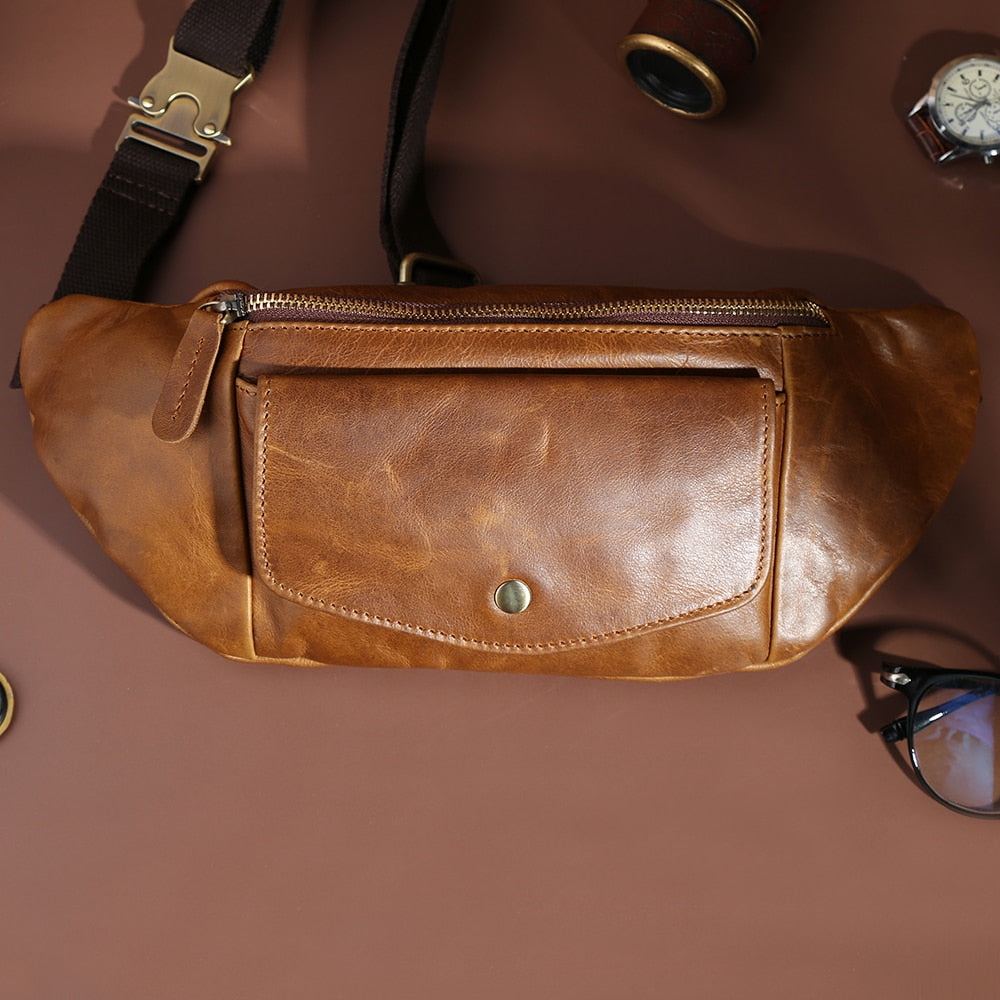 Horse Leather Men Waist Bag - Suede & Saddle Leather Co.