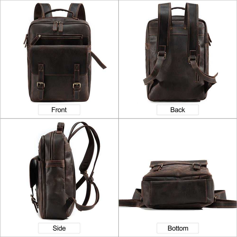 bleecker traveler backpack in leather and suede Leather Travel Backpack