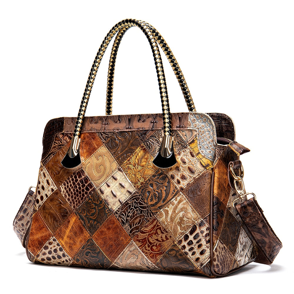 Printed Leather Handbag - Suede & Saddle Leather Co.