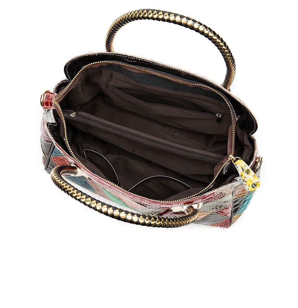 Printed Leather Handbag - Suede & Saddle Leather Co.