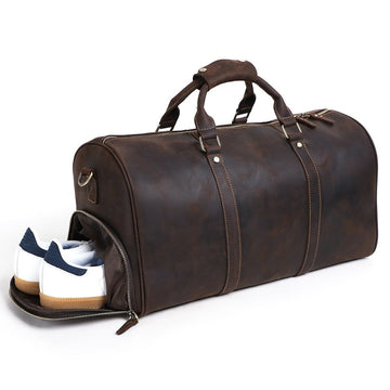 Genuine Leather Weekender Duffel Bag