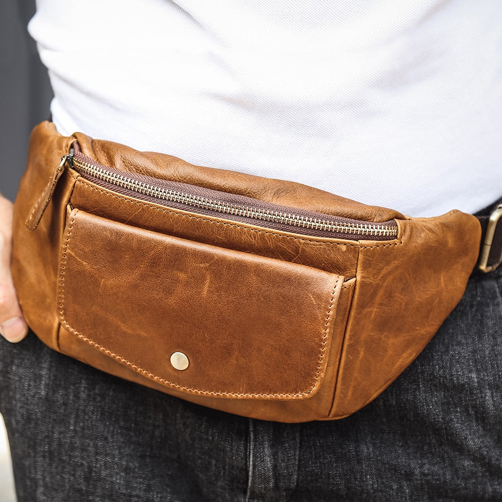 Horse Leather Men Waist Bag - Suede & Saddle Leather Co.