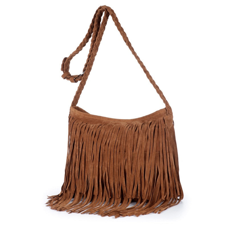 Fringed Leather Shoulder Bag - Suede & Saddle Leather Co.