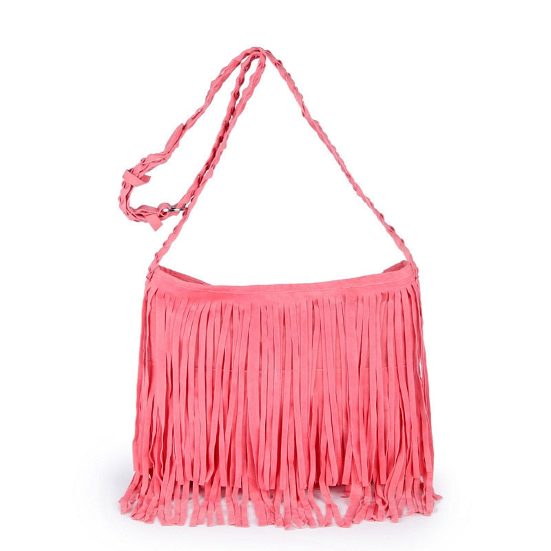 Fringed Leather Shoulder Bag - Suede & Saddle Leather Co.