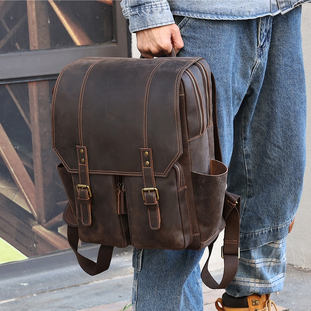 Large Capacity Backpack - Suede & Saddle Leather Co.