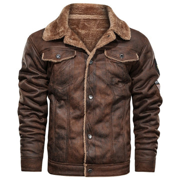 Sherpa-Lined Leather Jacket