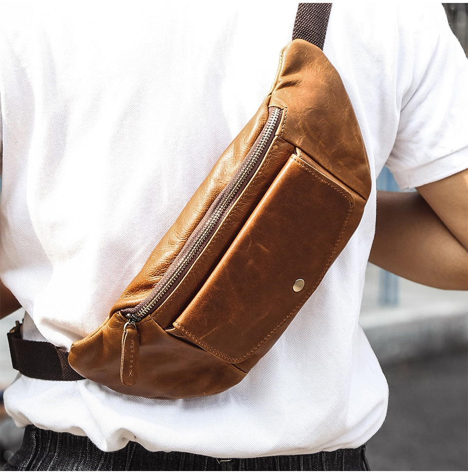 Horse Leather Men Waist Bag - Suede & Saddle Leather Co.