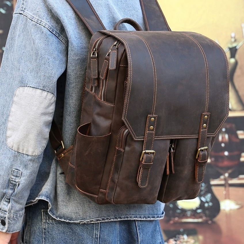 Large Capacity Backpack - Suede & Saddle Leather Co.