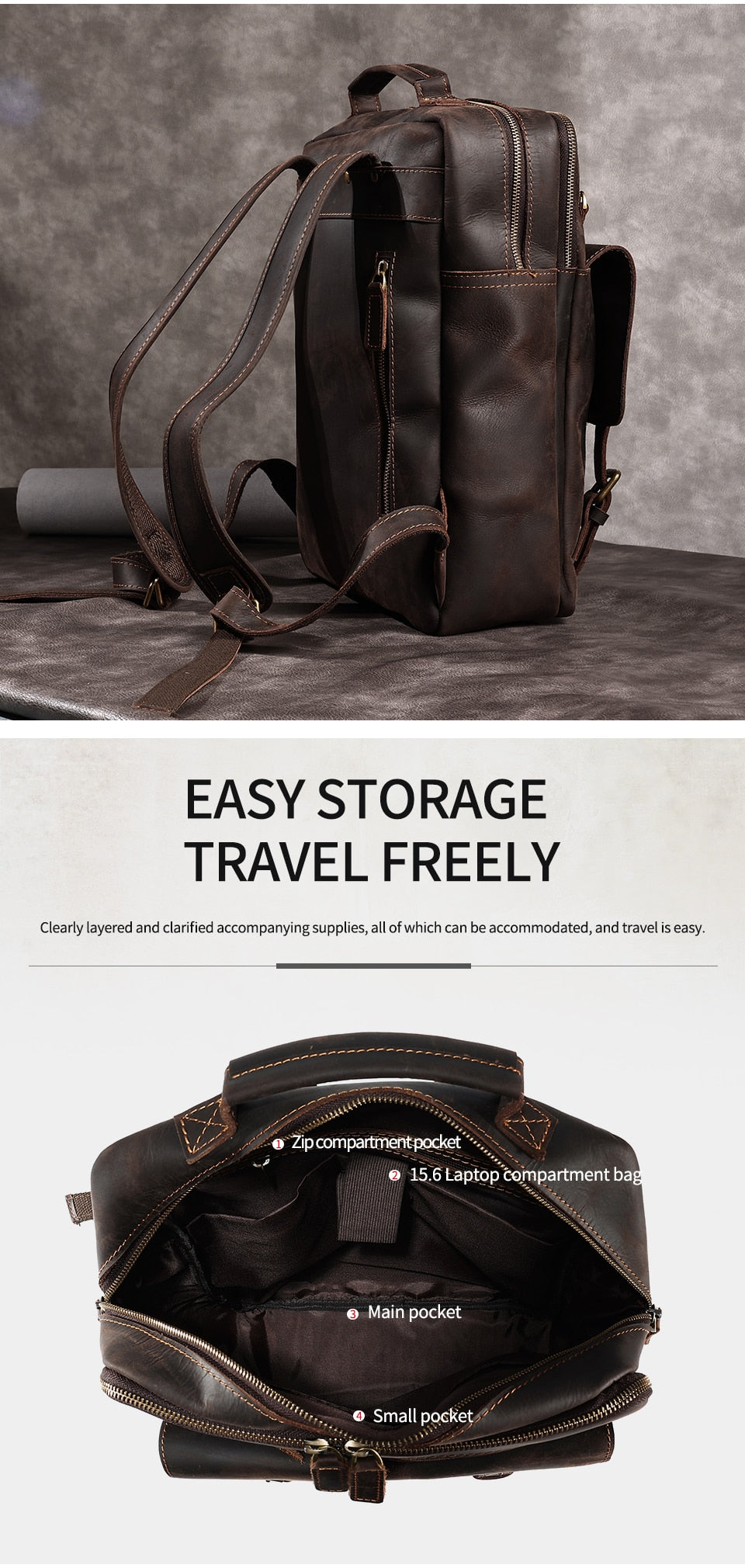 bleecker traveler backpack in leather and suede Leather Travel Backpack