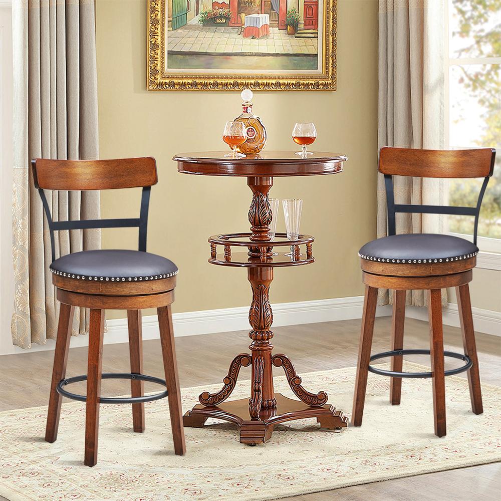 Rustic Swivel Bar Stools - Suede & Saddle Leather Co.