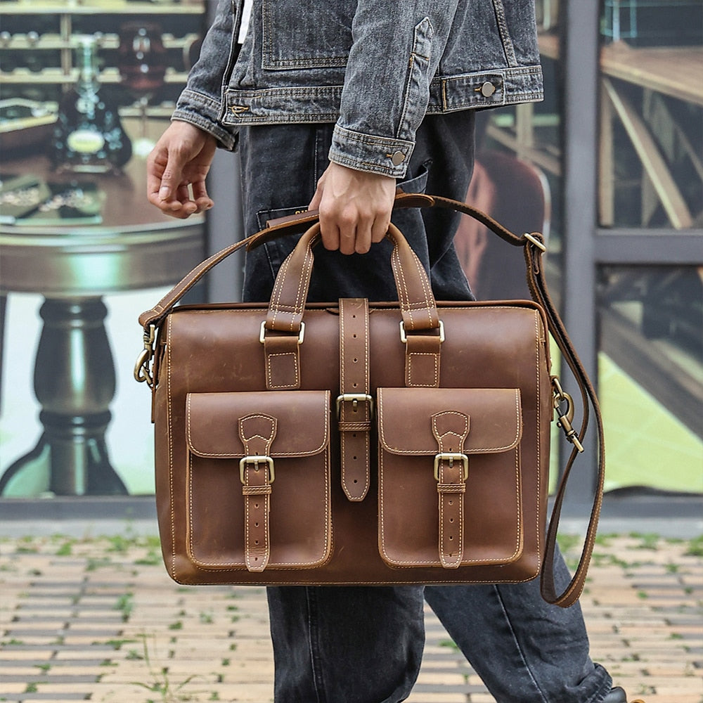 Men's Shoulder Handbag - Suede & Saddle Leather Co.