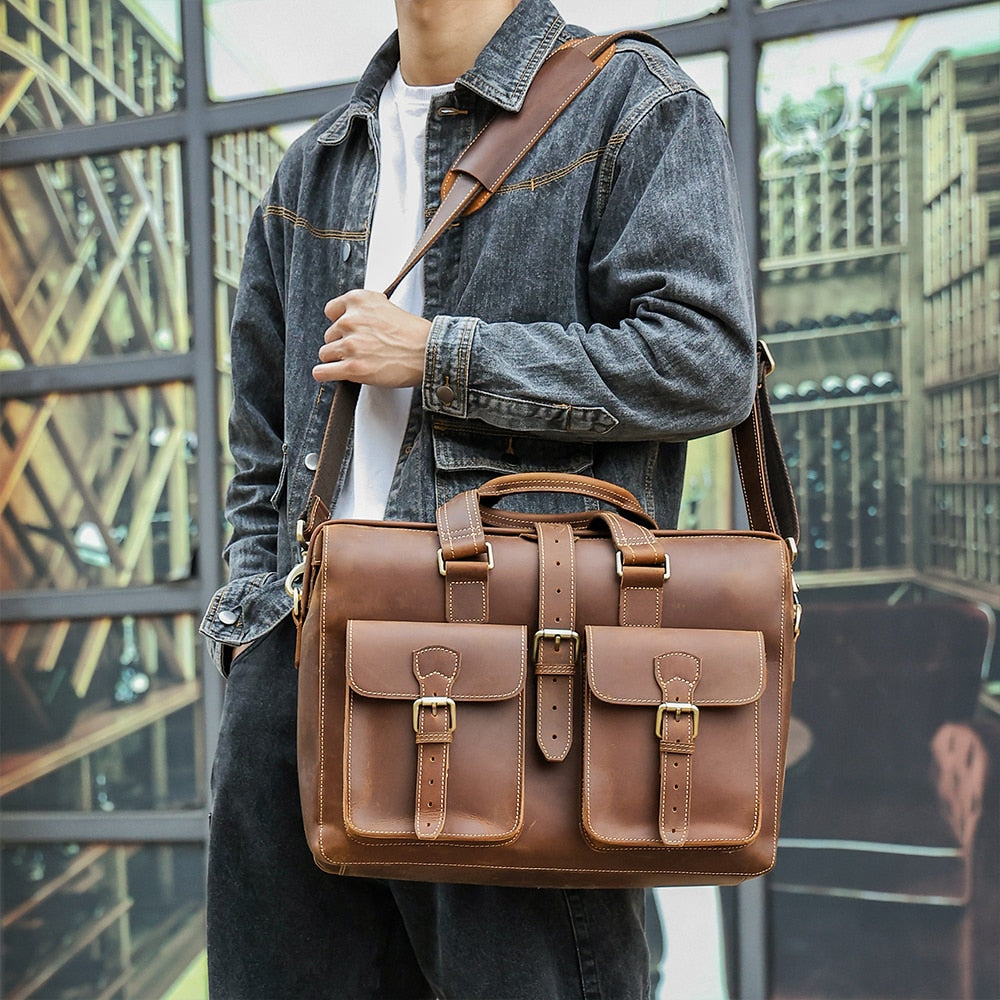 Men's Shoulder Handbag - Suede & Saddle Leather Co.